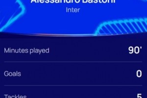 九游官网-5次抢断&amp;5次赢回球权，官方：巴斯托尼当选国米2-1拜仁全场最佳