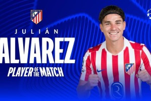 九游官方网站-任意球破门，阿尔瓦雷斯当选巴萨vs马竞全场最佳球员